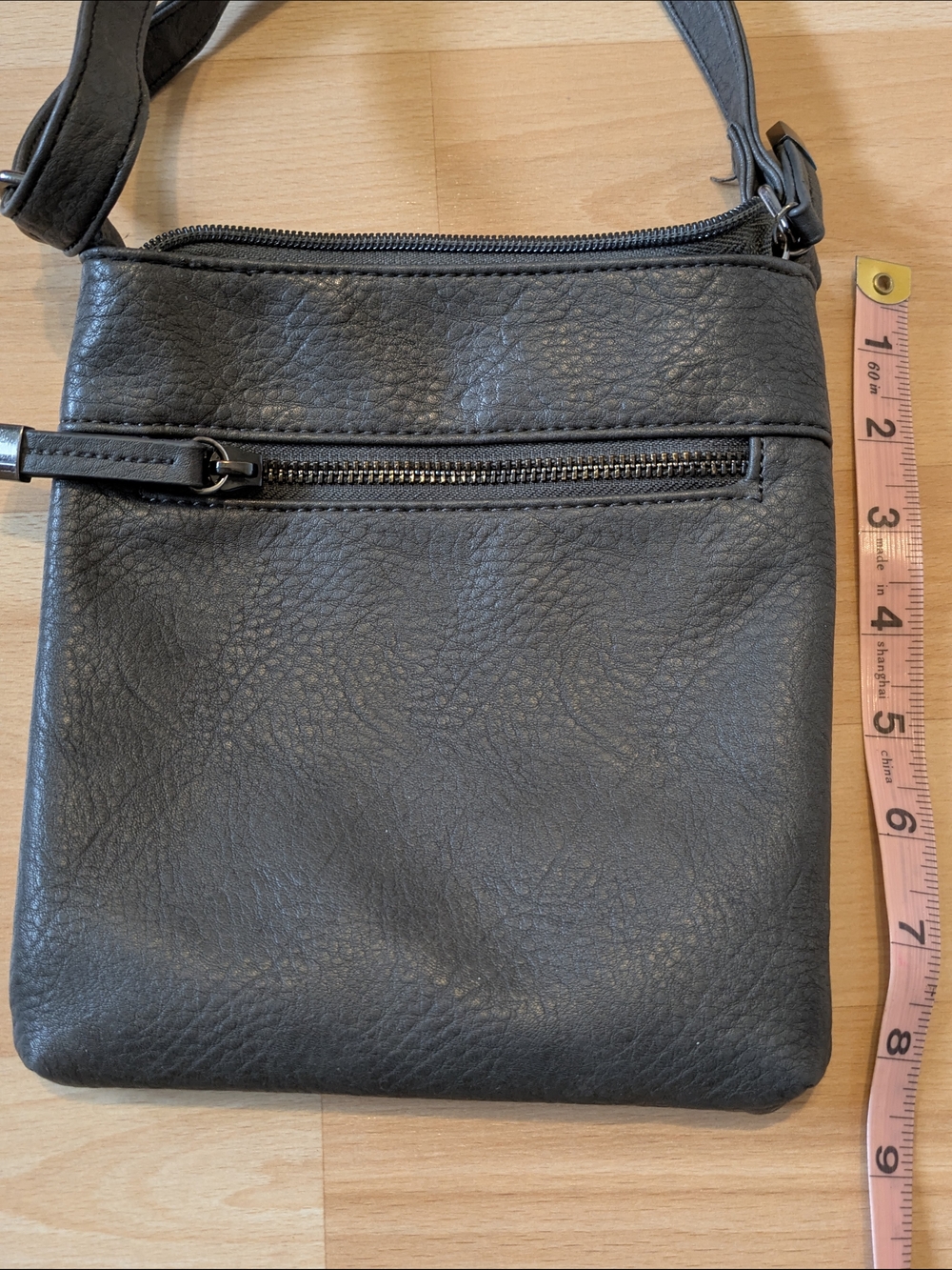 Bag Black Textured Crossbody Bag with Front Zip Pocket
